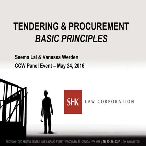 Tendering and Procurement   - Basic Principles