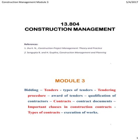 Bidding - Tenders - Tendering procedure -  Contracts – contract documents