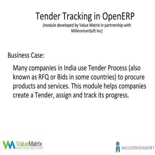 Tender (Bid / RFQ) Management in OpenERP