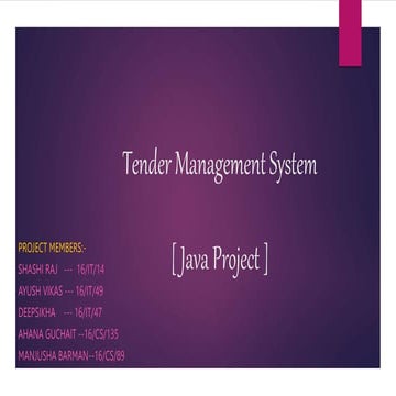 Streamlining Tender Processes: A Java Project Perspective | PPSX