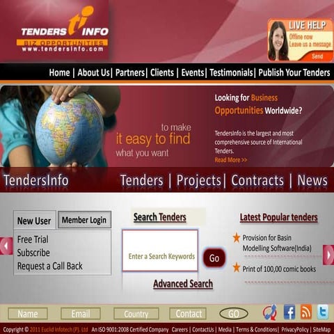 Tendersinfo homepage