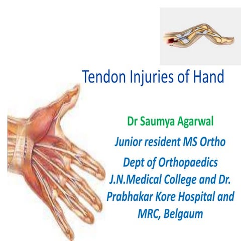 Tendon injuries of hand by Dr Saumya Agarwal