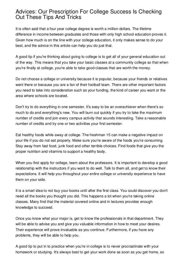 Advices Our Prescription For College Success Is Checking Out These T