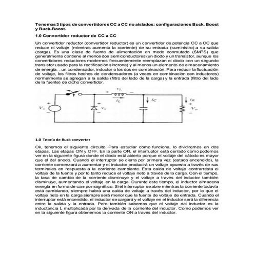 Tenemos 3 tipos de convertidor DC a DC no aislados: configuraciones Buck, Boo...