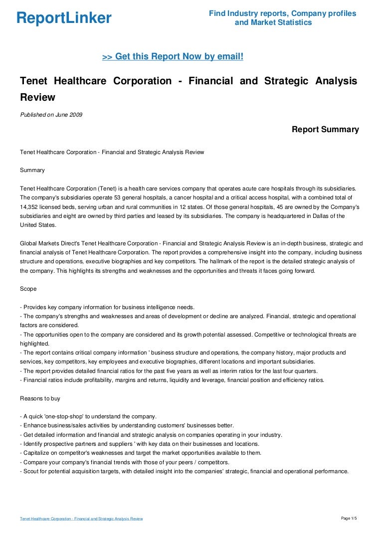 Strategic plan for tenet health essay image