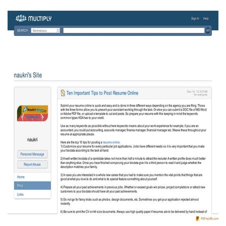 Ten important tips to post resume online