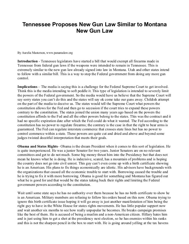 Tennessee Proposes New Gun Law Similar to Montana Gun Law