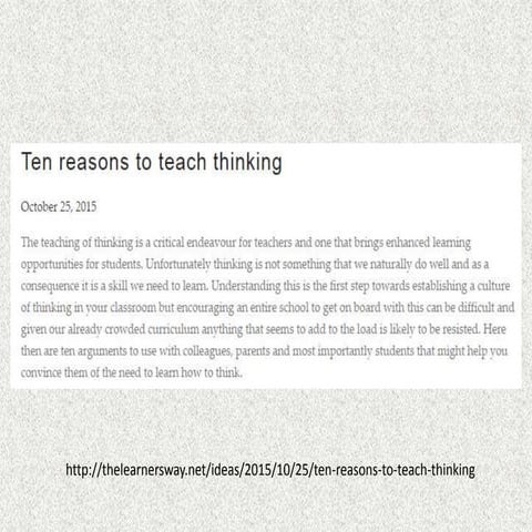 Ten reasons to teach thinking