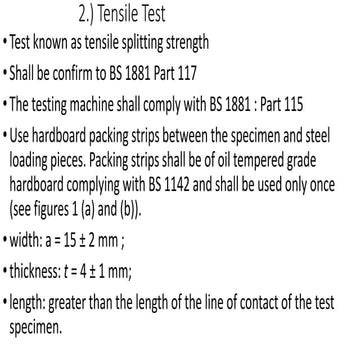 Tensile strength test for concrete