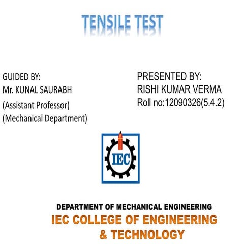 Tensile testing ppt