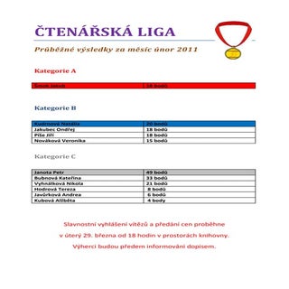 Čtenářská liga únor