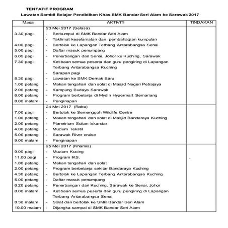 Tentatif program latest