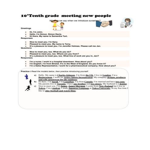 Tenth grade worksheet °