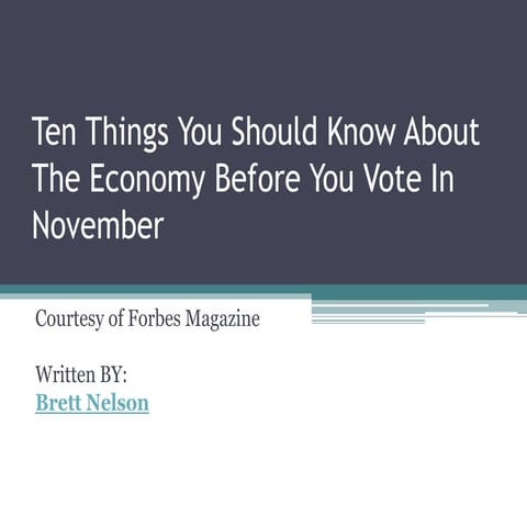 Ten things you should know about the economy