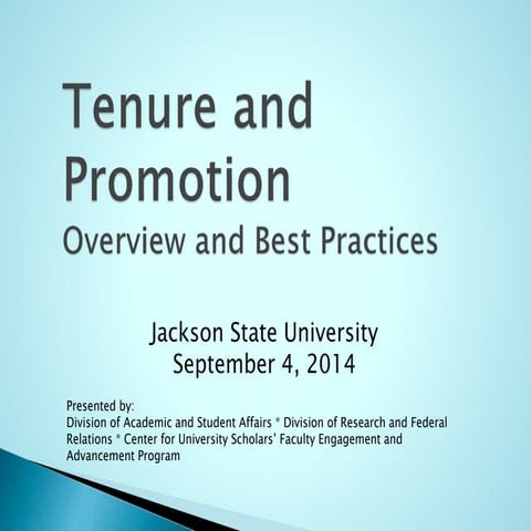 JSU Tenure and Promotion Overview, September 2014