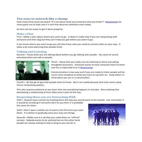 Ten ways to network like a champ