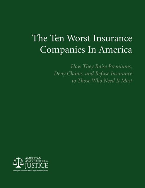 Ten Worst Insurance Companies