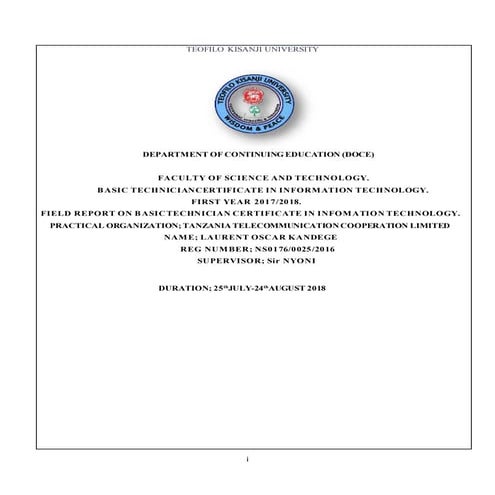 Teofilo kisanji university filed repot