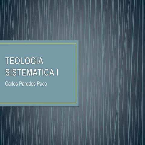 Teología sistemática-INTRODUCCIÓN