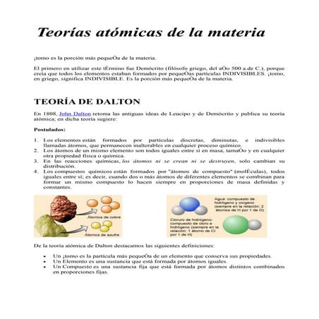 Teoría Atómica De La Materia