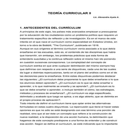 Teoría Curricular II