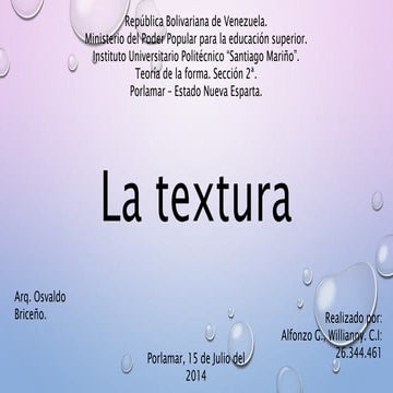 Teoría de la forma. La textura.