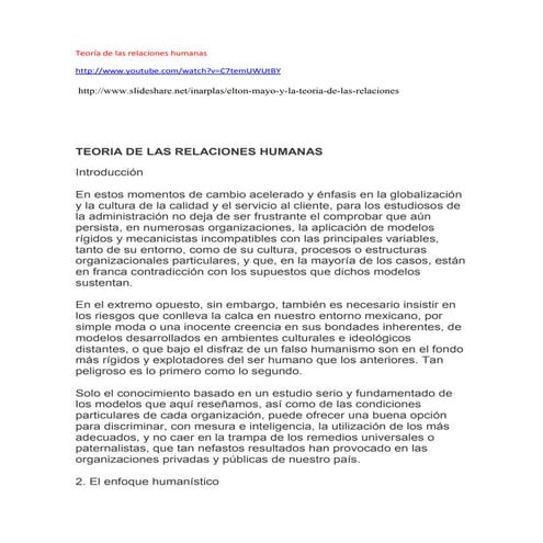 Teoría de las relaciones humanas