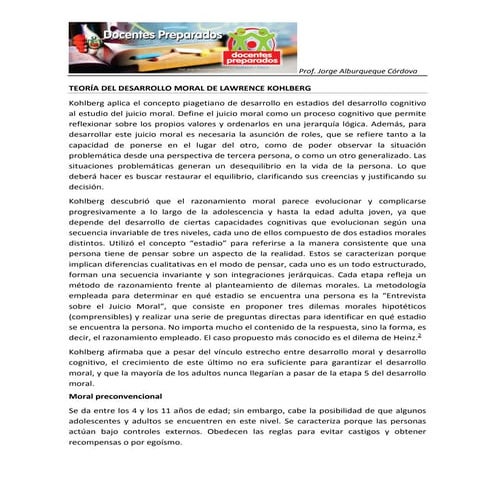 Teoría del desarrollo moral de lawrence kohlberg