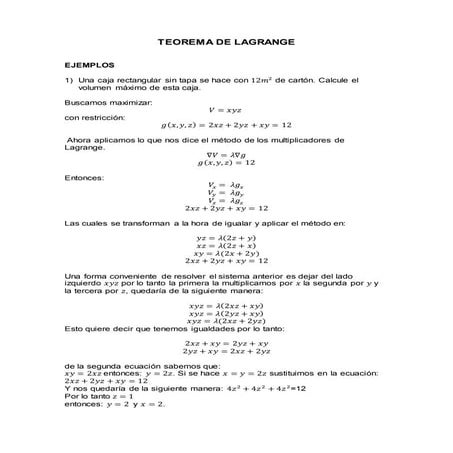 Teorema de lagrange