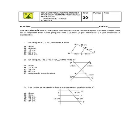 Teorema de thales prueba rocket
