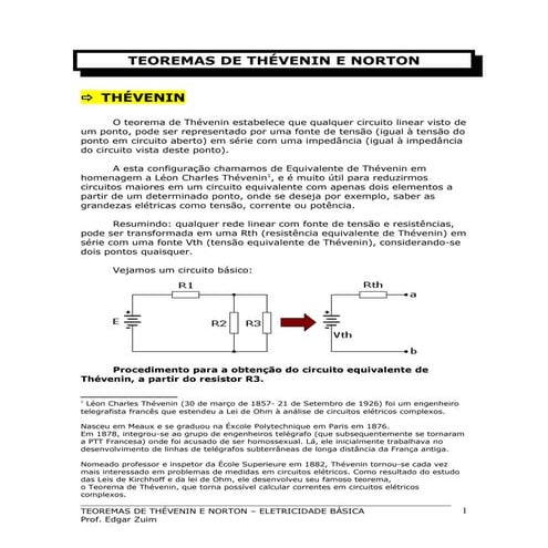 Teorema de thévenin e norton