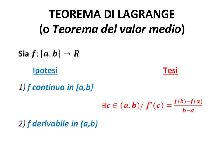 Teorema di lagrange e conseguenze