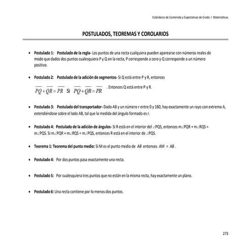 Postulados, Teoremas y Corolarios
