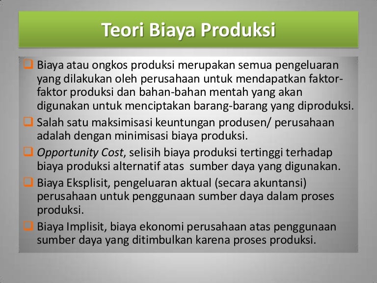 Teori Biaya Produksi