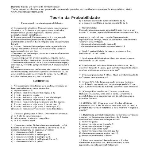 Teoria Da Probabilidade