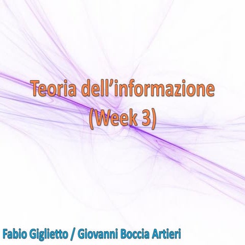 Teoria dell'informazione (week 3)
