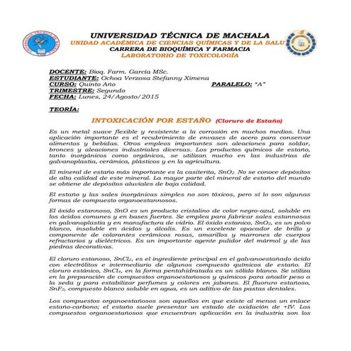 Teoria 12. intoxicación por estaño