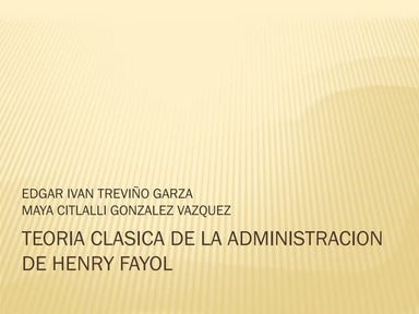 Teoria clasica de la administracion de henry fayol