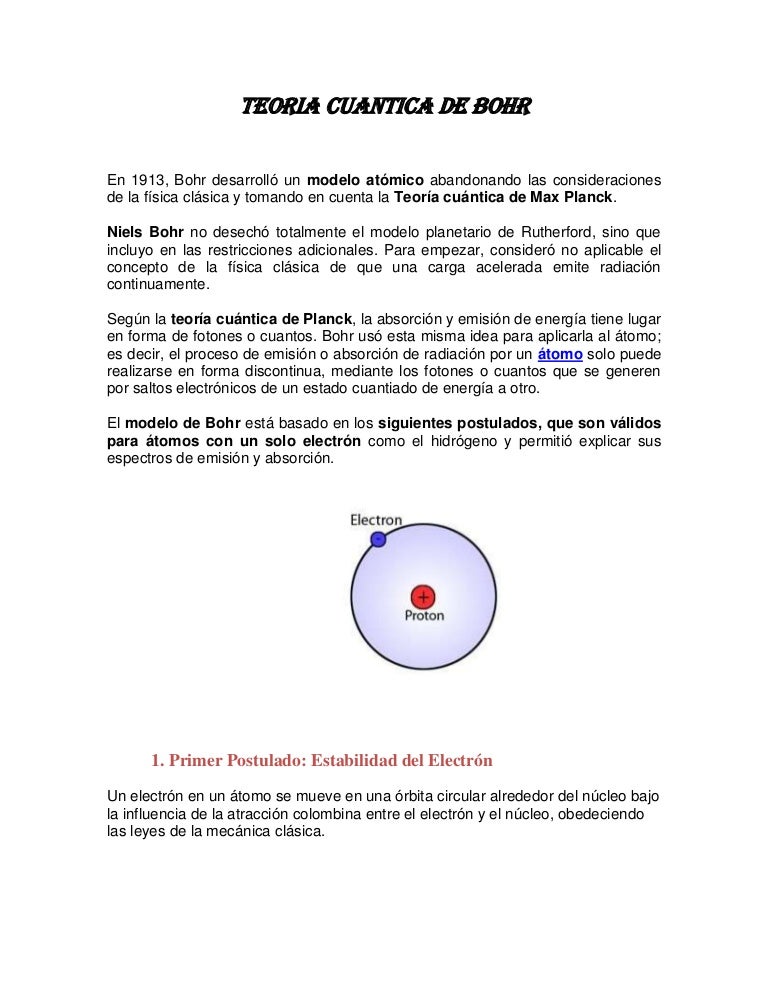Teoria Cuantica De Bohr