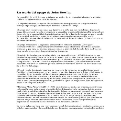 Teoria del apego de John Bowlby