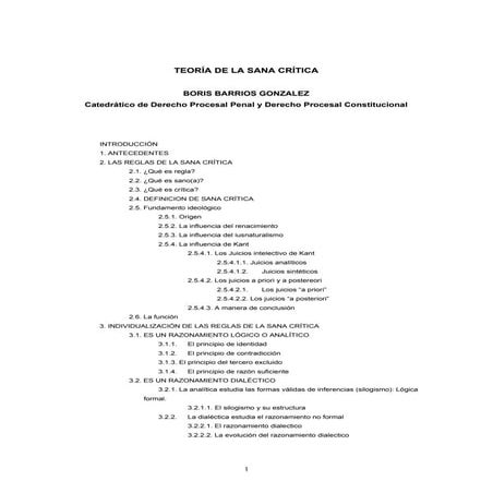 Teoría de La Sana Crítica. Boris Barrios.