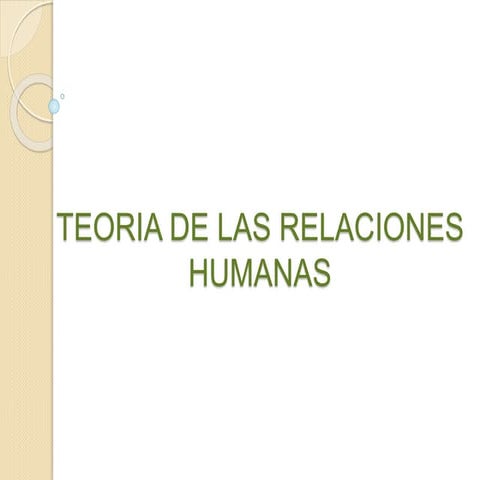 Teoria de las relaciones humanas