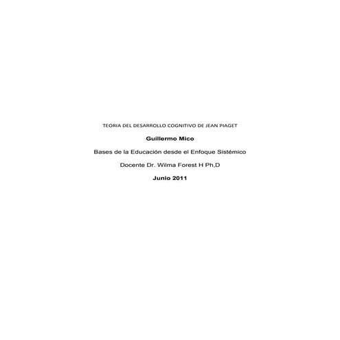 Teoria del desarrollo cognitivo de jean piaget