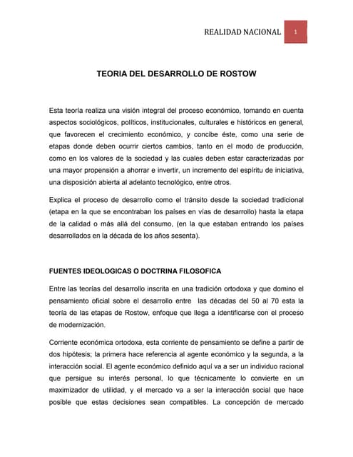 Teoría del Desarrollo de Rostow | PPT