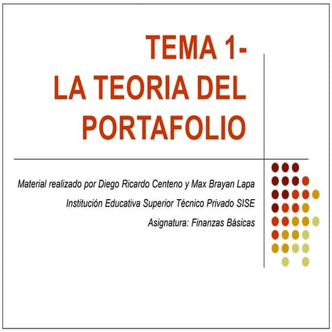 TEORIA DEL PORTAFOLIO: Punto de vista de un estudiante