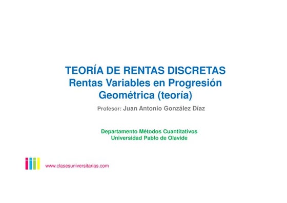 Matemáticas Financieras. Teoria de rentas anuales variables en ...