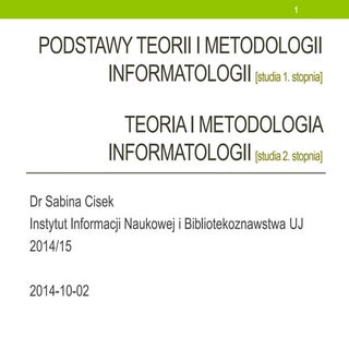 Teoria i metodologia informatologii...