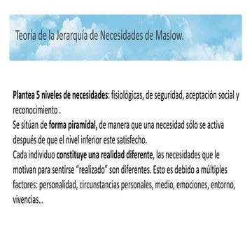 Teoría de las Necesidades de Maslow