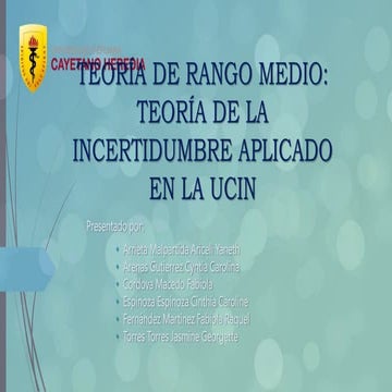 Teoría de la incertidumbre frente a la enfermedad | PPTX