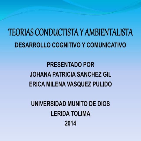 Teorias conductista y ambientalista exposicion JOHANA Y MILENA LIPI5 SEMESTRE...